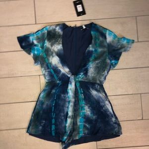 Tie dye deep v romper